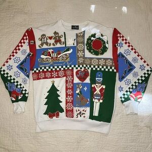 Cabin Creek Women’s Christmas Holiday Sweater Crew Neck Vintage Size Large